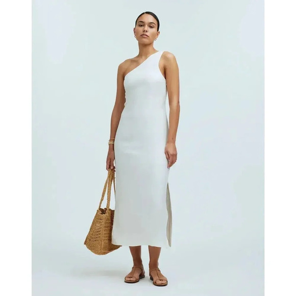 NEW Madewell Women’s Size 8 One-Shoulder Midi Dress‎ In Lighthouse NWT - Picture 1 of 6